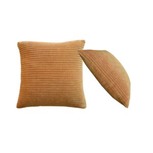 Mango Wood Ribbed Mustard Cushion Set of 2