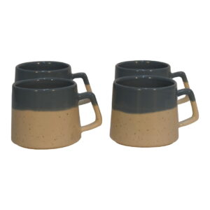 Solid Mango Grey Half Dipped Mug - Set of 4