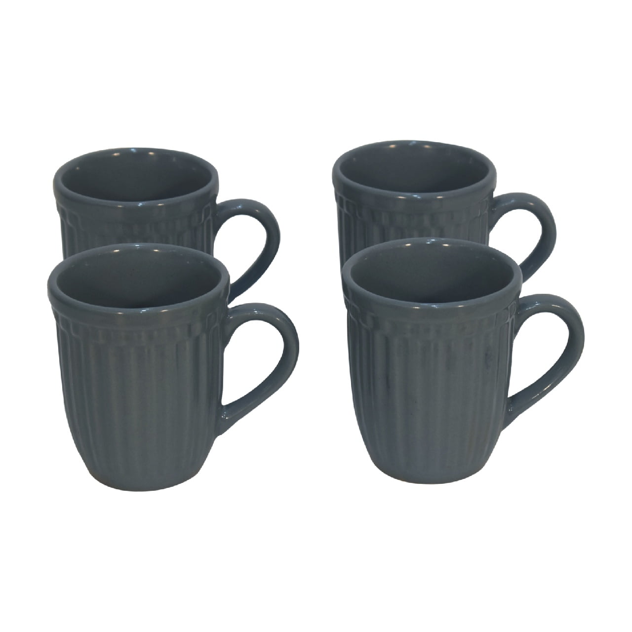 Solid Mango Grey Ribbed Mug - Set of 4 - Image 2