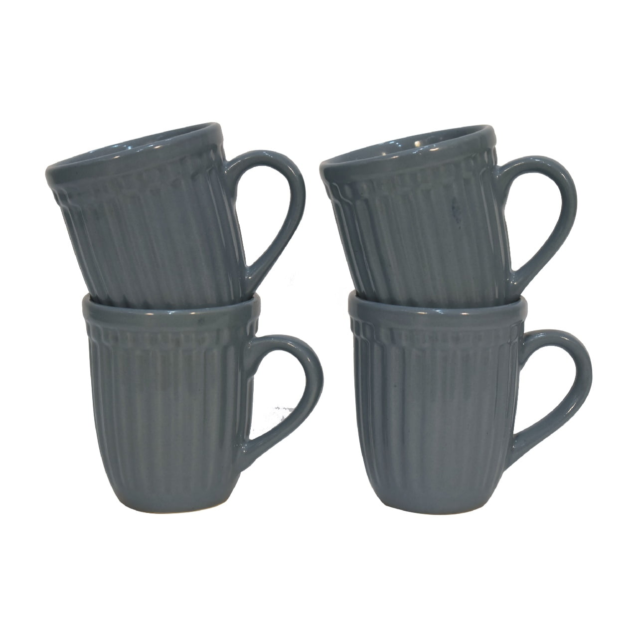 Solid Mango Grey Ribbed Mug - Set of 4 - Image 3