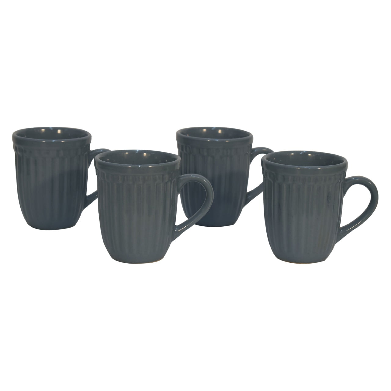 Solid Mango Grey Ribbed Mug - Set of 4 - Image 4