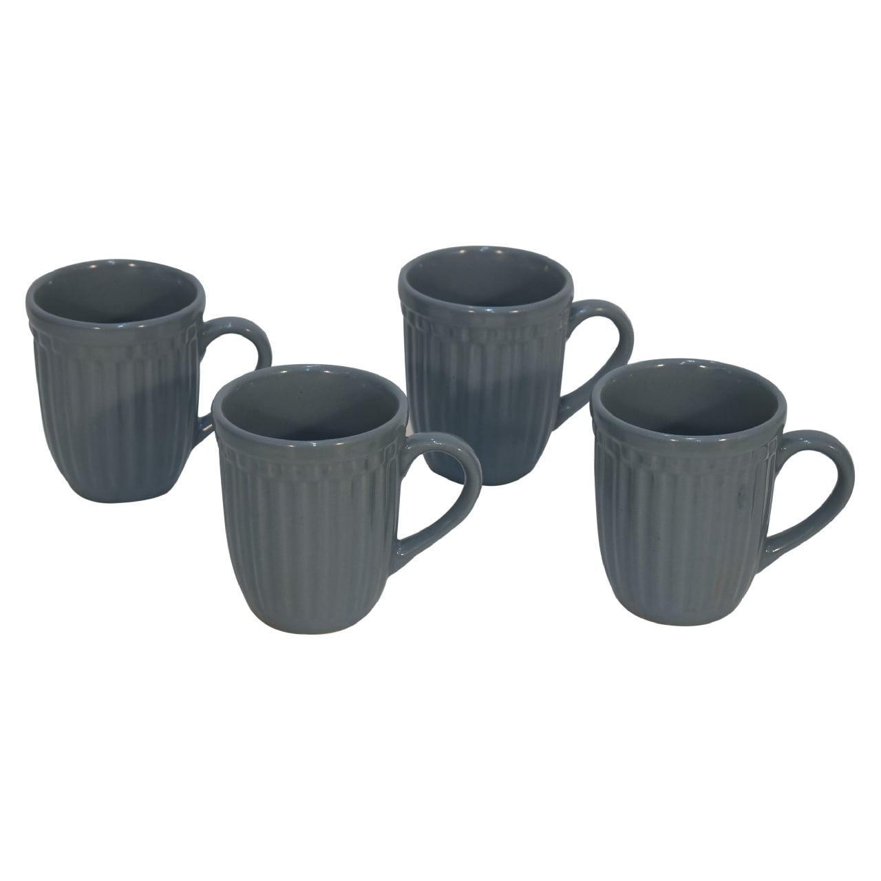 Solid Mango Grey Ribbed Mug - Set of 4 - Image 5