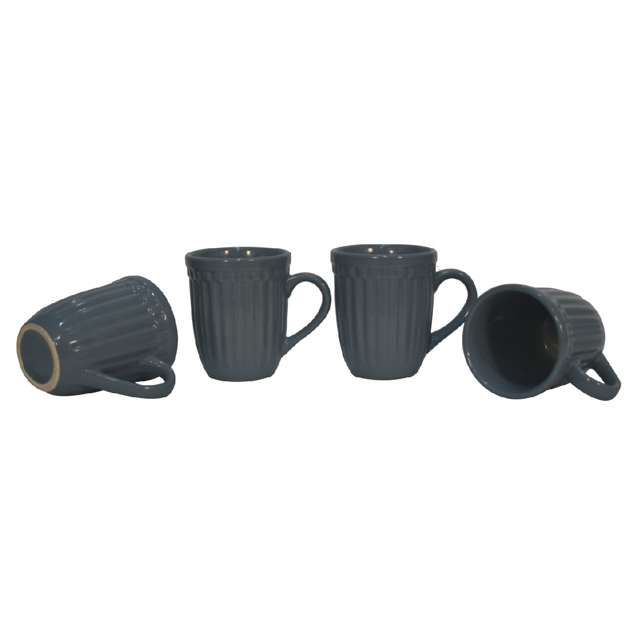 Solid Mango Grey Ribbed Mug - Set of 4 - Image 6