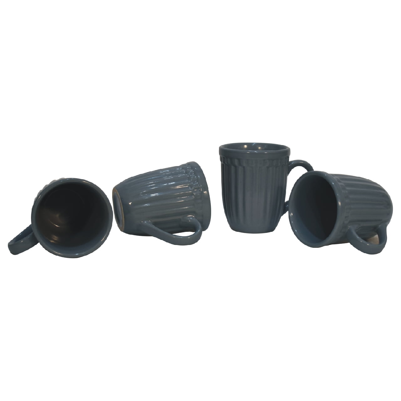 Solid Mango Grey Ribbed Mug - Set of 4 - Image 7