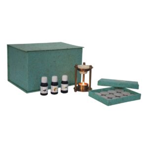 Solid Mango Brass Antique Oil Burner Set (Ylang-Ylang, White Lotus, Lavender)