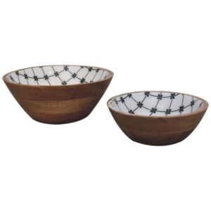 Mango Wood 2x Lacquered Flower Bowl Set