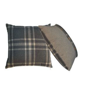 Solid Mango Set of 2 Quinn Canus and Grey Tweed Buttoned Cushions