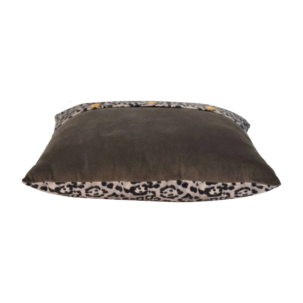 Solid Mango Set of 2 Quinn White Leopard & Grey Buttoned Cushions - Image 8