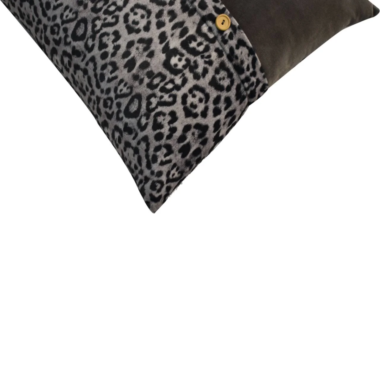 Solid Mango Set of 2 Quinn White Leopard & Grey Buttoned Cushions - Image 2