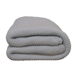 Mango Wood Double Blue Knit Throw