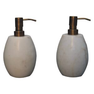 Mango Wood White Marble Soap Dispenser of 2