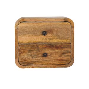Mango Wood Mini Curve Oak-ish Floating Bedside