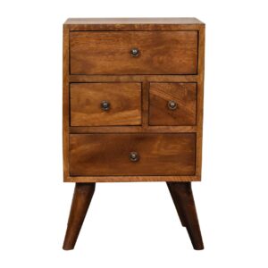 Mango Wood 4 Drawer Multi Chestnut Bedside