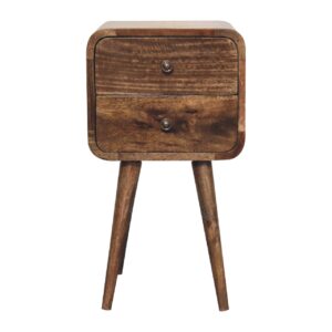 Solid Mango Wood Mini Curved Grey Washed Bedside