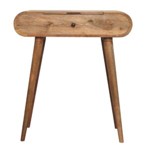 Mango Wood Mini Oak-ish Round Dressing Table