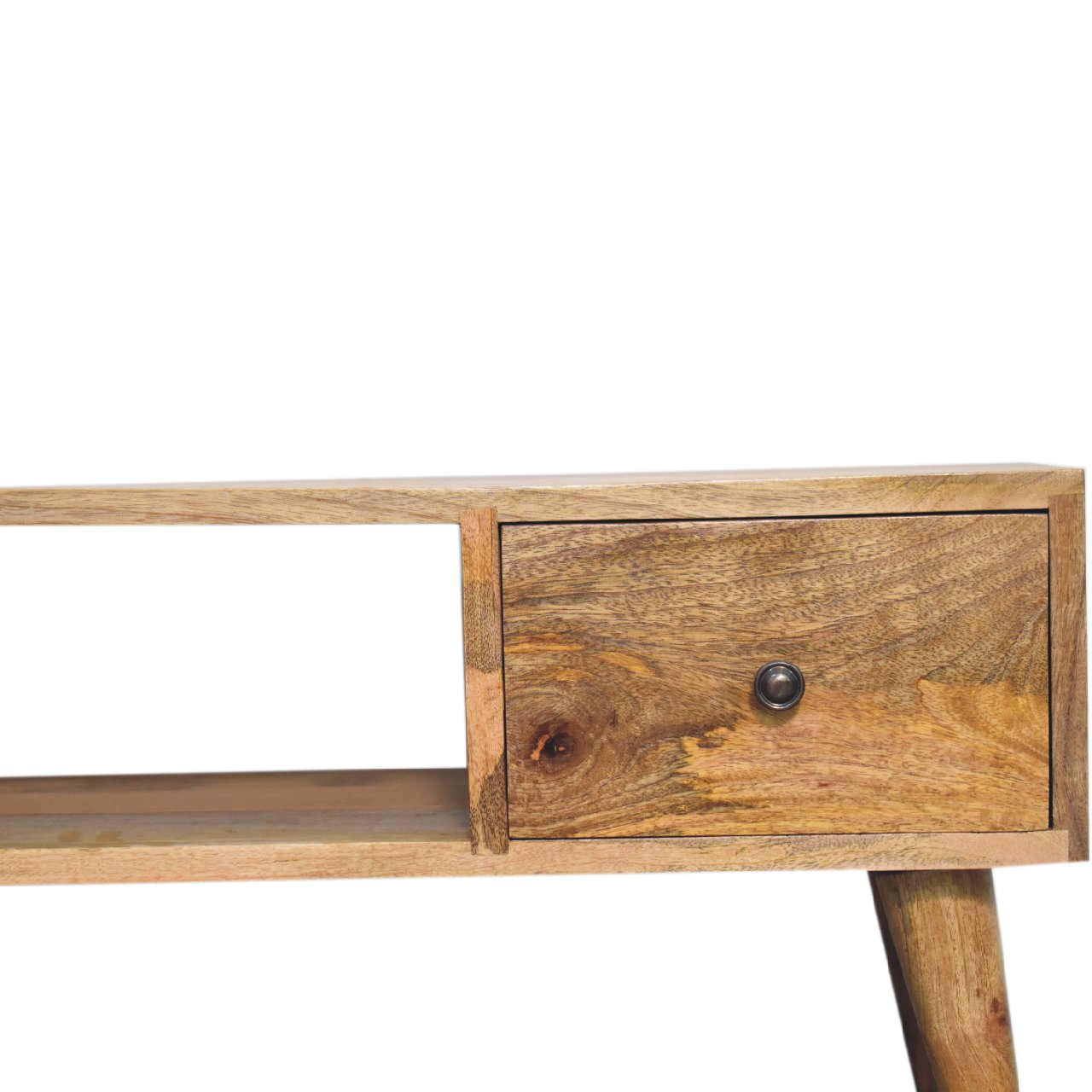 Solid Mango Wood Oak Finished Classic Coffee Table with 2 Drawers - Image 5