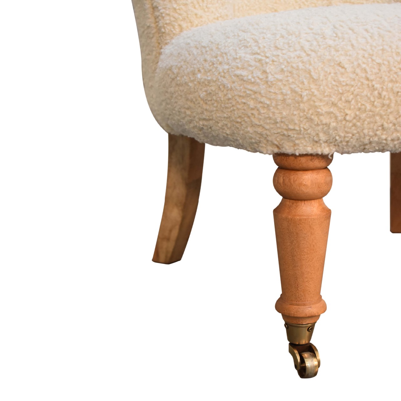Solid Mango Wood Boucl? Cream Accent Chair - Image 6