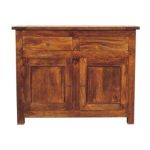 Solid Mango Wood Chestnut Finished 2 Drawer 2 Door Sideboard