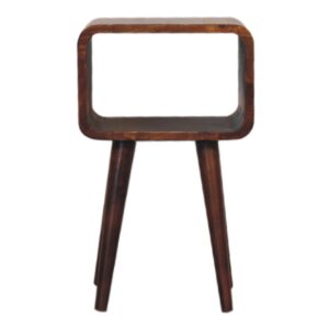 Mango Wood Mini Chestnut Curved Open Bedside