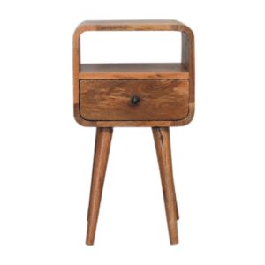 Solid Mango Wood Mini Oakish Curve Open Bedside