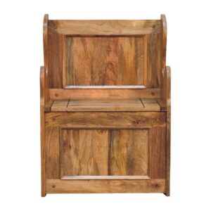 Solid Oak Finished Mango Wood Mini Hall Storage (Monks) Bench
