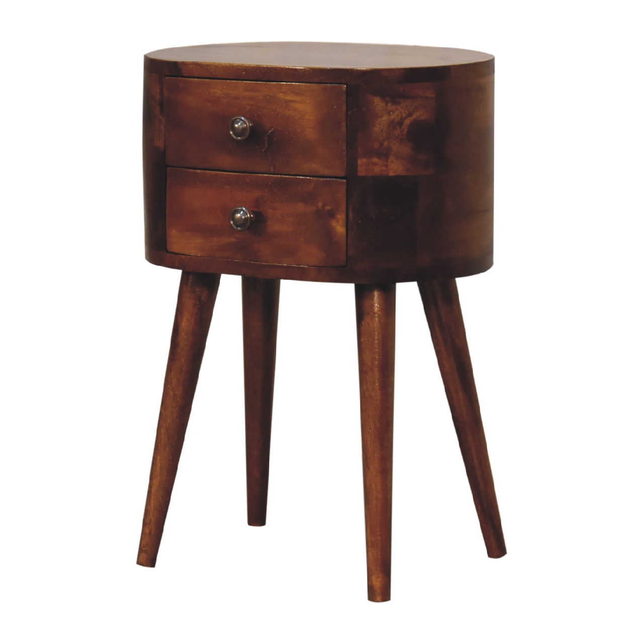 Mini Chestnut Rounded Bedside Table - Image 2