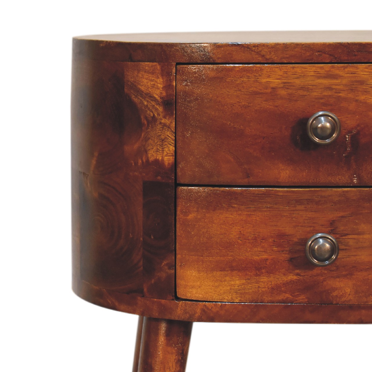 Mini Chestnut Rounded Bedside Table - Image 4