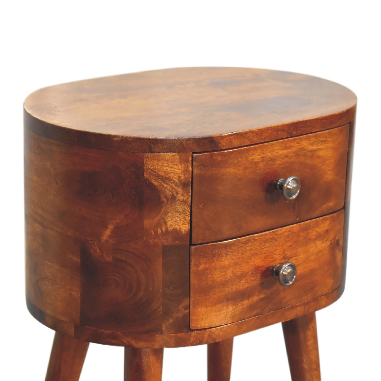 Mini Chestnut Rounded Bedside Table - Image 5