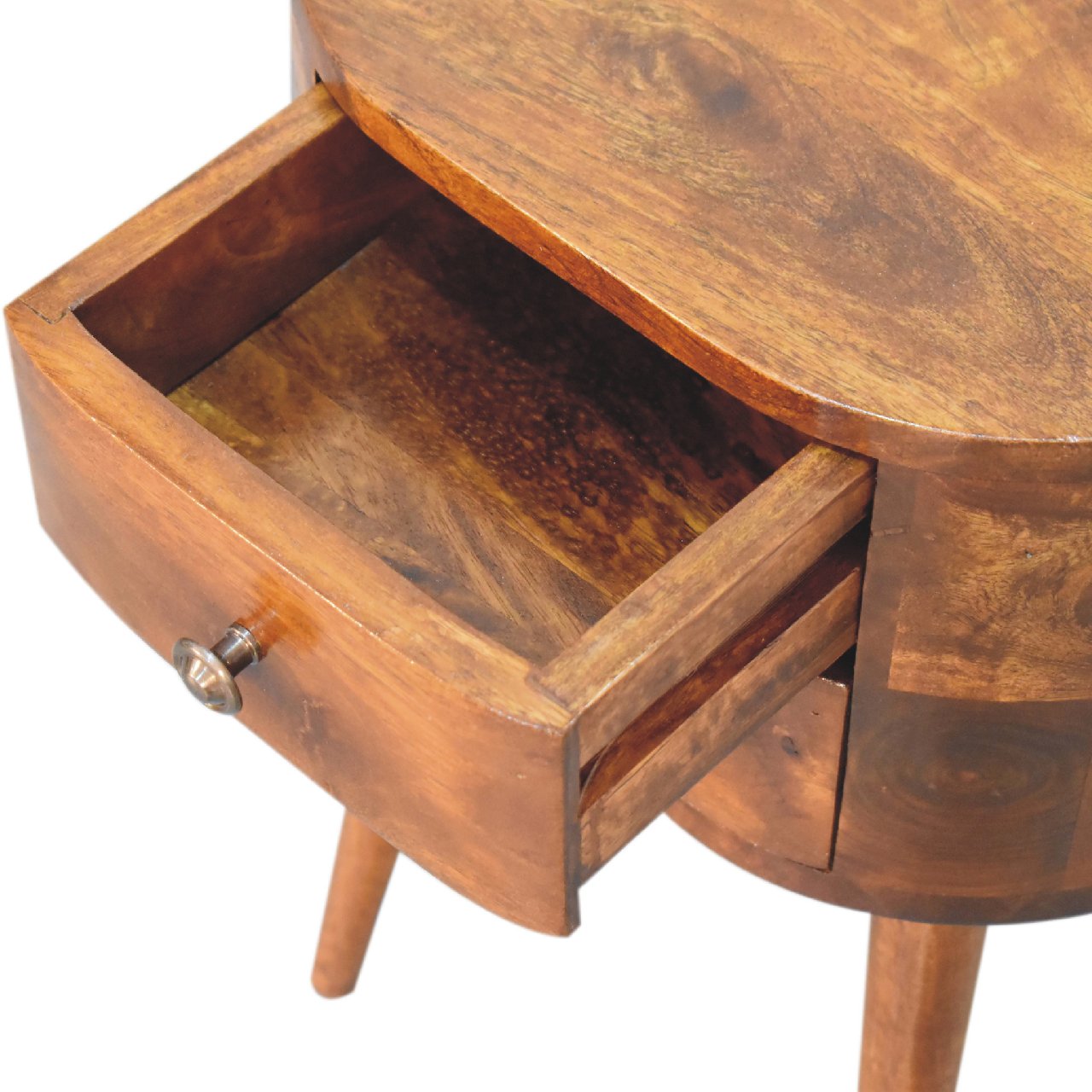 Mini Chestnut Rounded Bedside Table - Image 8