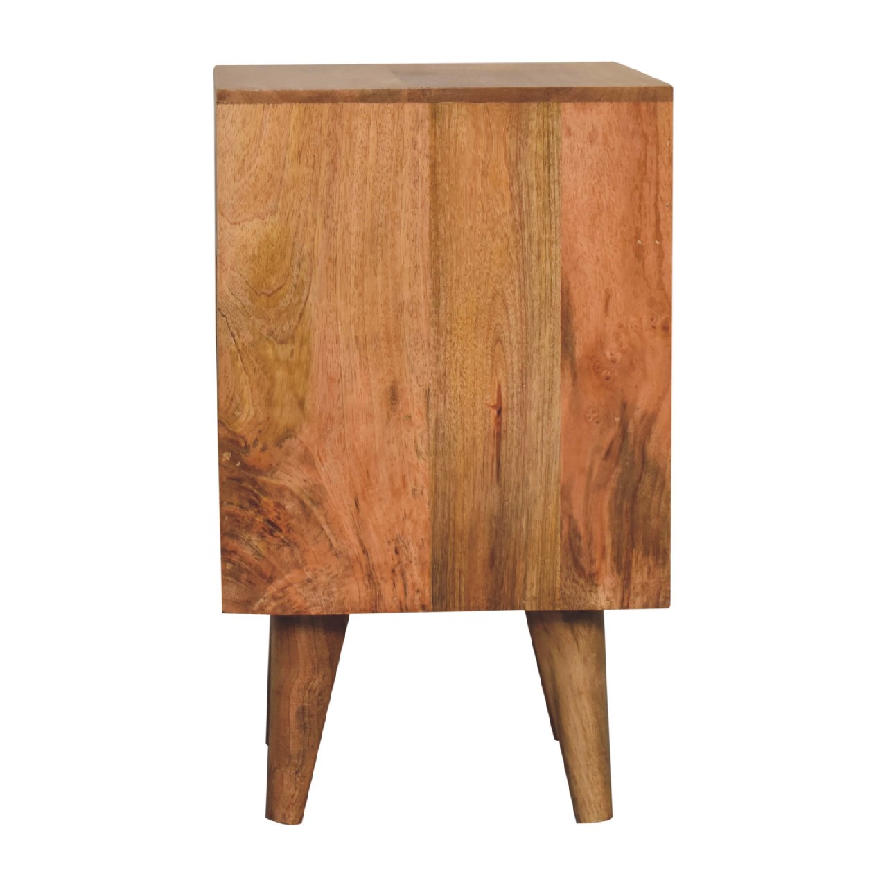 Solid Mango Oak Finished with Grey and White Bedside with Screen Print - Image 8