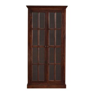 Solid Mango Wood Solid Cherry Finished Mango Wood Glazed Doors Cabinet/Cupboard