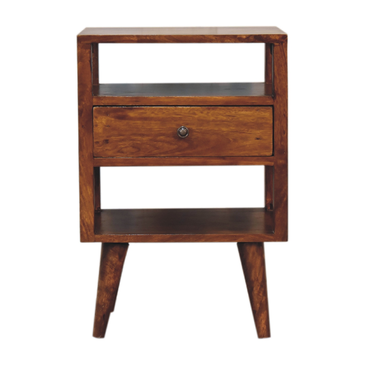 Solid Mango Chestnut Finished Wood Dante Bedside Table/Cabinet