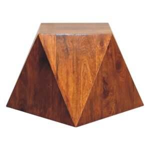 Solid Mango Wood Chestnut Finished Abstract Side Table
