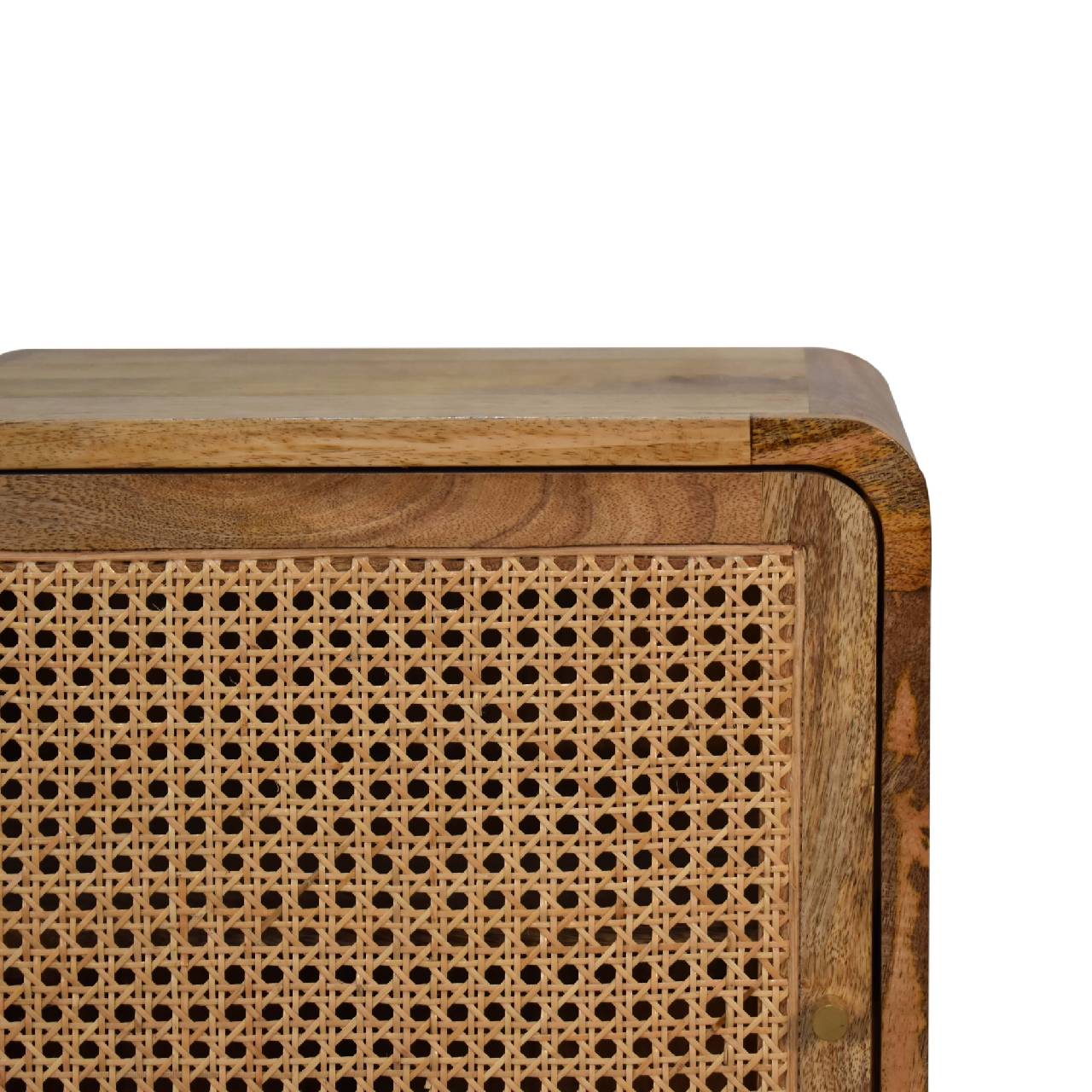 Solid Mango Wood Oak and Rattan Woven Door Bedside - Image 4