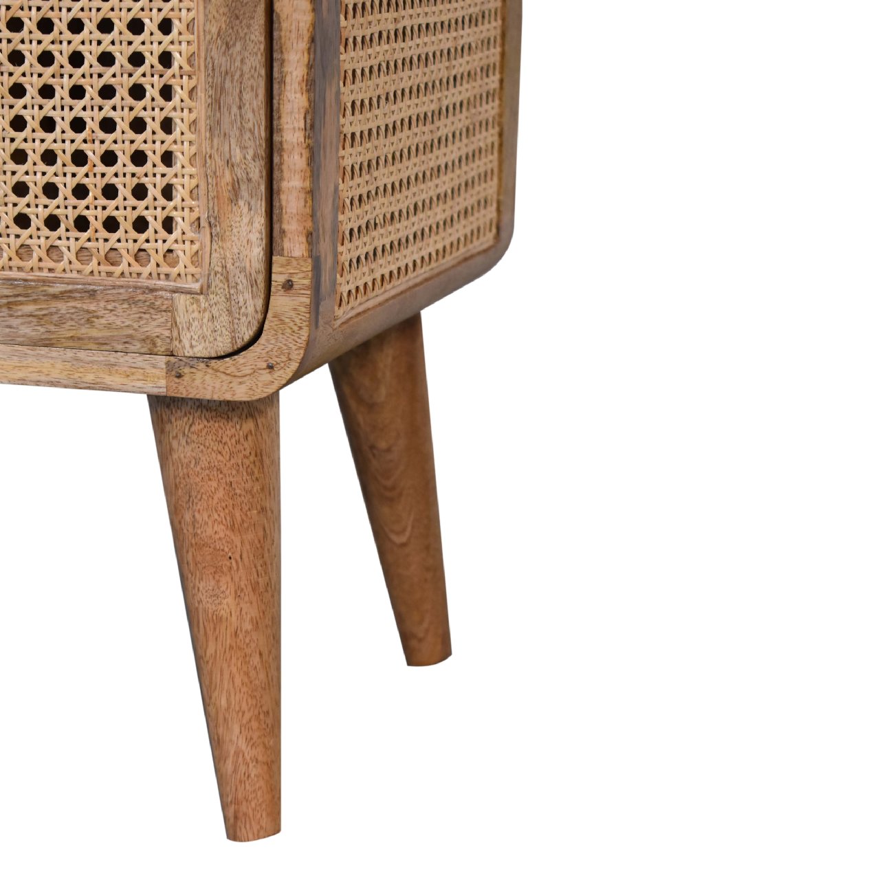 Solid Mango Wood Oak and Rattan Woven Door Bedside - Image 6