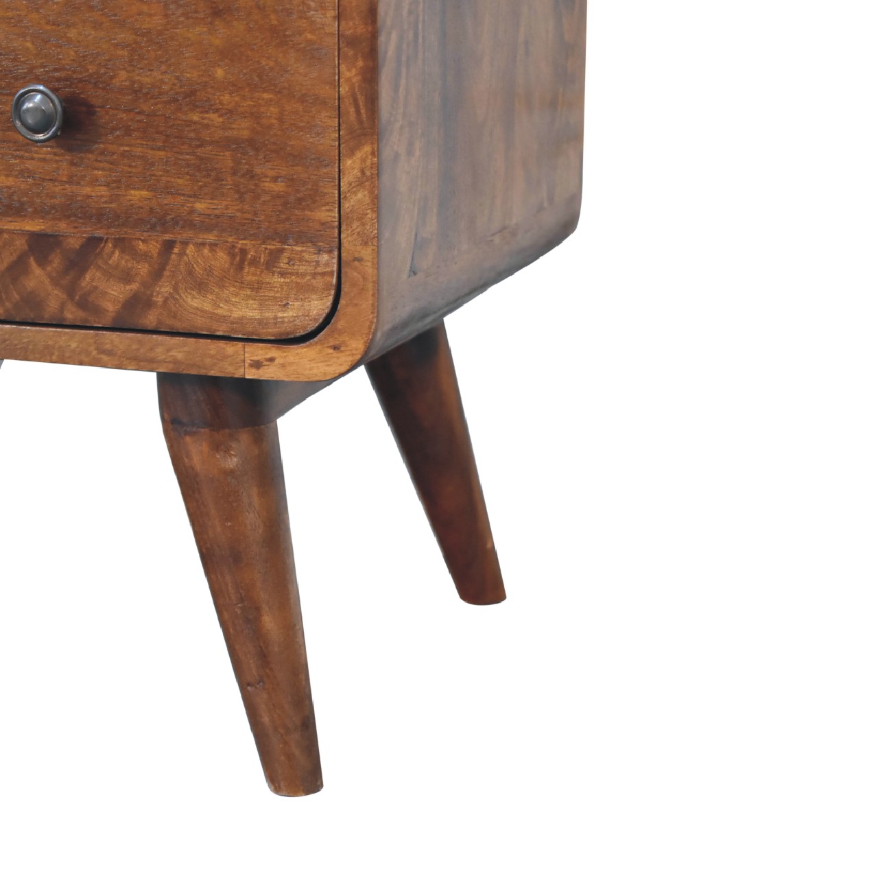 Solid Mango Wood Chestnut Finished Curved 2 Drawer Chest - Image 7