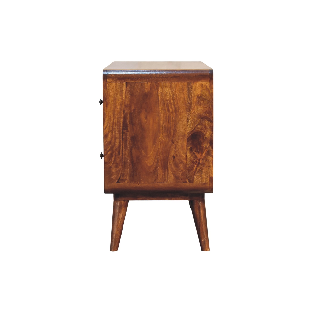 Solid Mango Wood Chestnut Finished Curved 2 Drawer Chest - Image 8