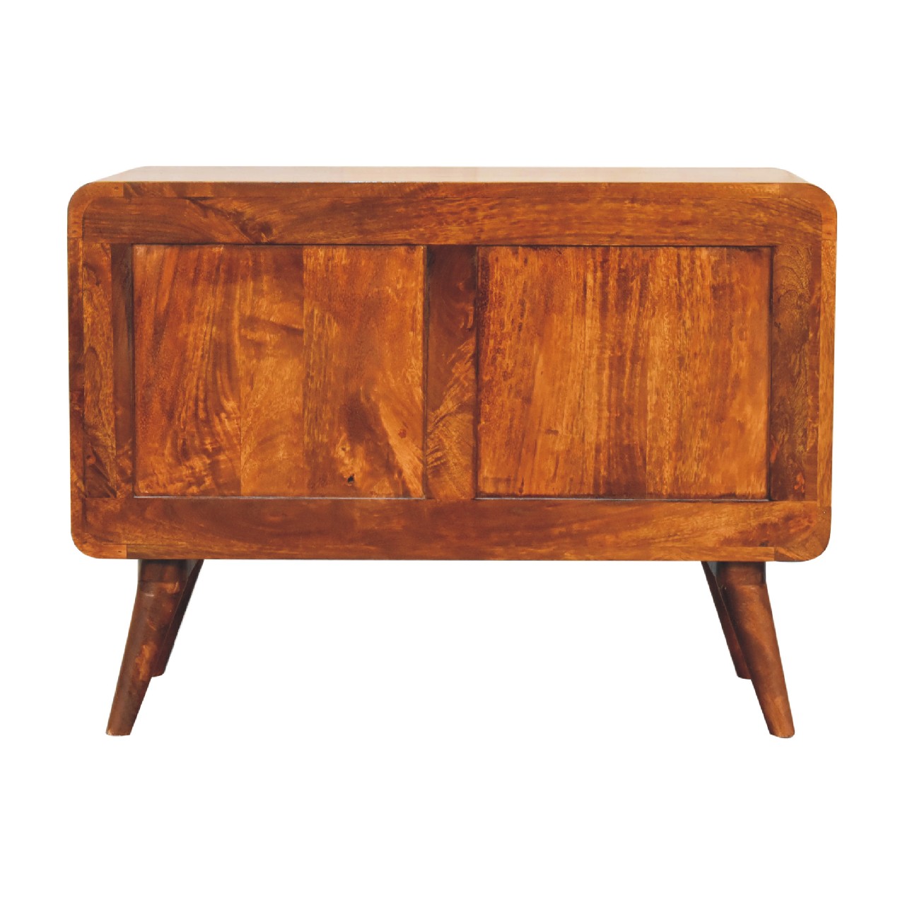 Solid Mango Wood Chestnut Finished Curved 2 Drawer Chest - Image 9