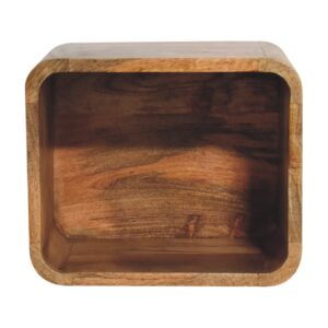 Solid Mango Wood IN3448 - Open Curved Oak Finished Wall Mounted Bedside