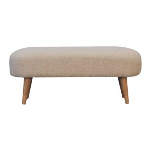 Mango Wood Boucle Hallway Bench