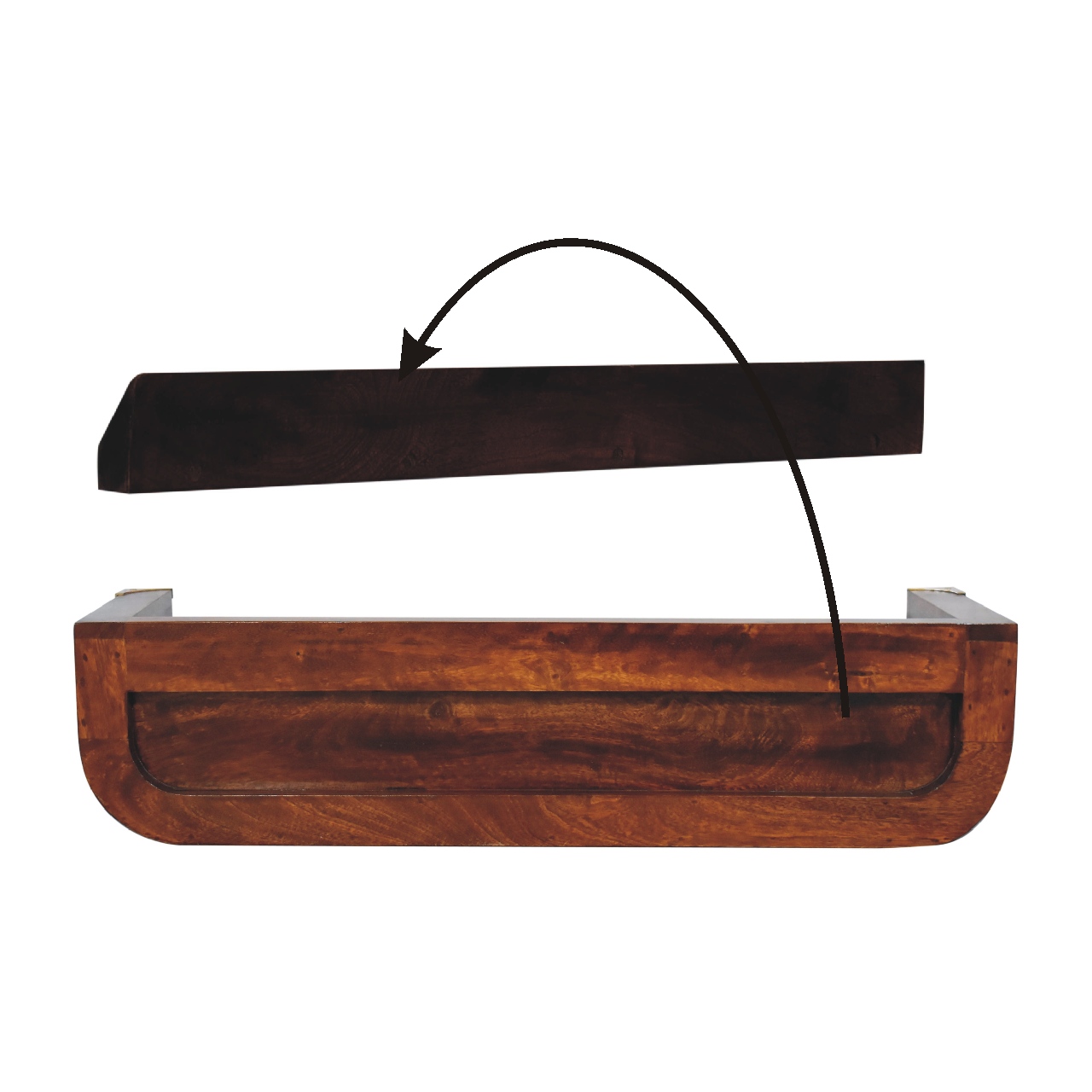 Solid  Mango Wood Indira Chestnut Floating Console - Image 9