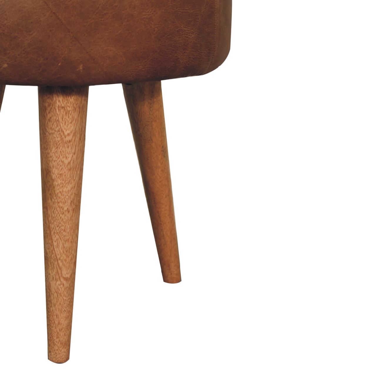 Solid Mango Wood Oak and Seagrass Finished with Leather Rim Stool - Image 7