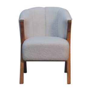 Mango Wood White Boucle Minimalistic Chair