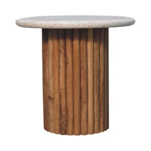 Solid Mango Wood Serenity Oak and Terrazzo Finished End Table