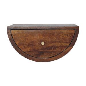 Solid Mango Wood Mango Wood Chestnut Crescent Floating Bedside