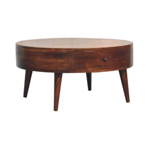Solid Chestnut Finished Mango Wood Odyssey Round Coffee Table