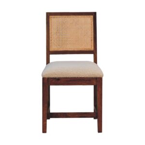 Mango Wood Cream Boucle Rattan Chair