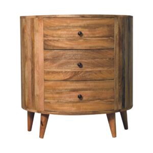 Solid Mango Wood Oak Finished 3 Drawer Odyssey Chest of Drawers