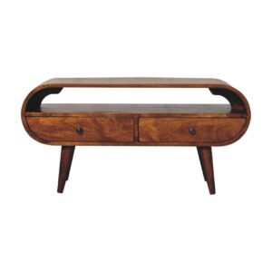Mango Wood Chestnut Circular TV Stand