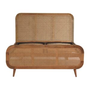 Solid Mango Wood Rattan Bed